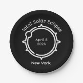 Gesamt Solar Eclipse 2024 Modernes Minimal Schwarz Pappteller (Vorderseite)