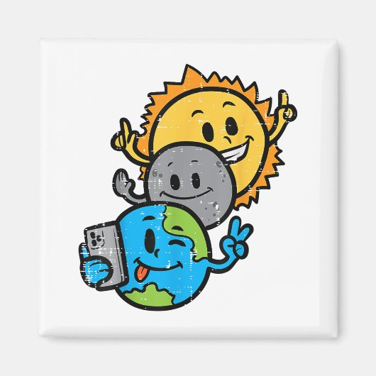 Gesamt Solar-Eclipse 2024 Niedliche Solar-Eclipse- Magnet (Vorne)
