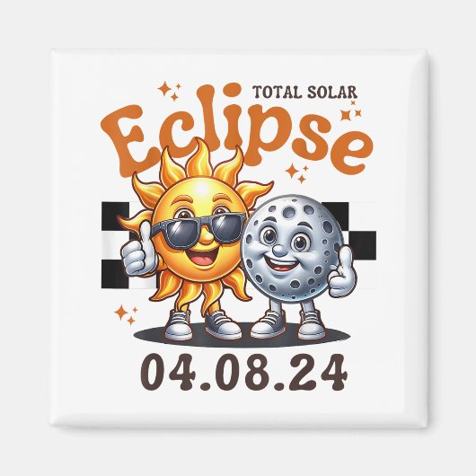 Gesamt Solar-Eclipse 2024 Niedliche Solar-Eclipse- Magnet (Vorne)
