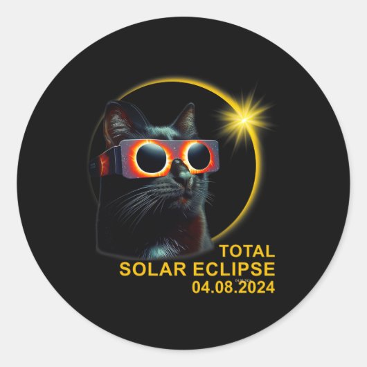 Gesamt Solar-Eclipse 2024 Niedliche Solar-Eclipse- Runder Aufkleber (Vorderseite)