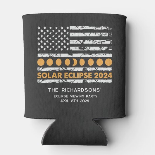 Gesamt Solar Eclipse 2024 Personalisiert Patriotic Dosenkühler (Rückseite)