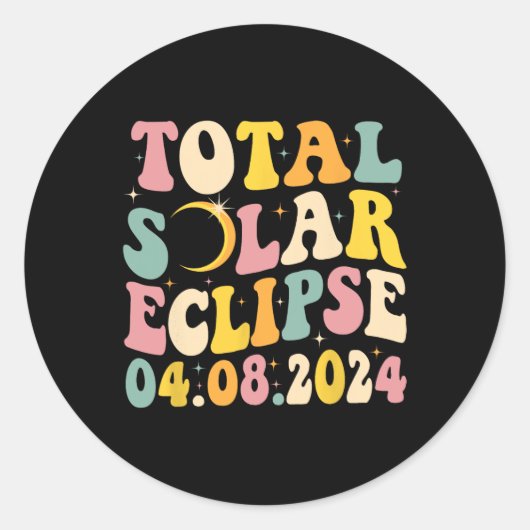 Gesamt Solar Eclipse 2024 Retro Solar Eclipse Men Runder Aufkleber (Vorderseite)