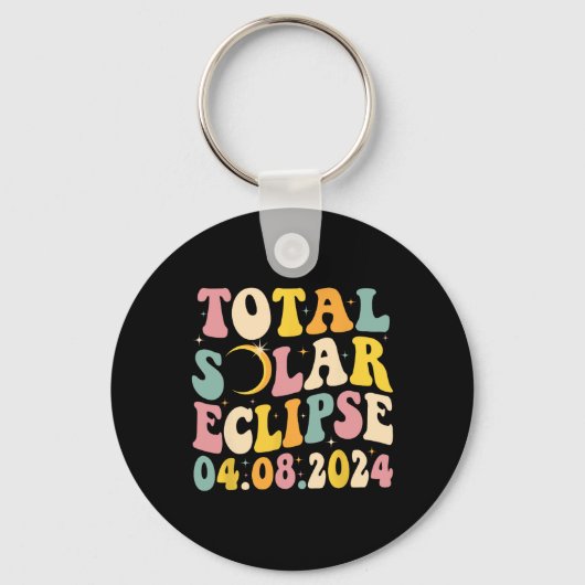Gesamt Solar Eclipse 2024 Retro Solar Eclipse Men Schlüsselanhänger (Vorderseite)