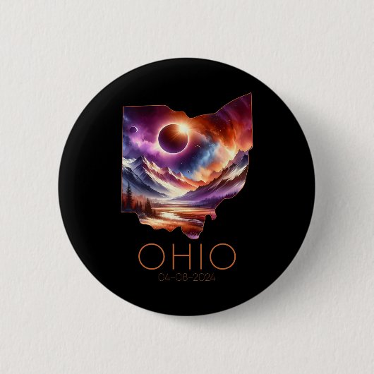 Gesamt Solar Eclipse 2024 Staat Ohio Totality Apri Button (Vorderseite)