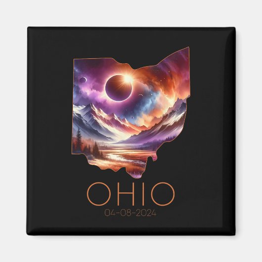 Gesamt Solar Eclipse 2024 Staat Ohio Totality Apri Magnet (Vorne)