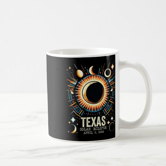Gesamt Solar Eclipse 2024 Texas 8. April Abstrakte Kaffeetasse (Rechts)