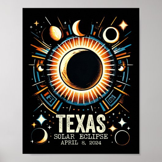 Gesamt Solar Eclipse 2024 Texas 8. April Abstrakte Poster (Vorne)