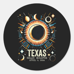Gesamt Solar Eclipse 2024 Texas 8. April Abstrakte Runder Aufkleber
