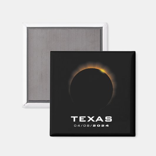 Gesamt Solar Eclipse 2024 Texas Magnet (Vorderseite/Rückseite)