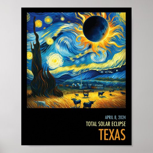 Gesamt Solar Eclipse 2024 Texas Poster (Vorne)