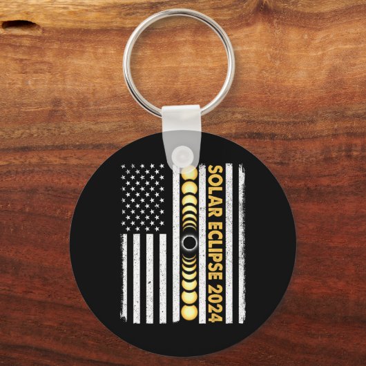 Gesamt Solar Eclipse 2024 Totality Phases US Ameri Schlüsselanhänger (Rückseite)