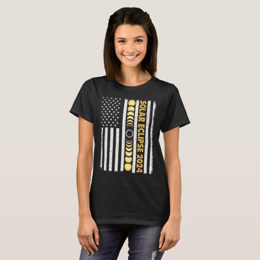 Gesamt Solar Eclipse 2024 Totality Phases US Ameri T-Shirt (Vorne ganz)
