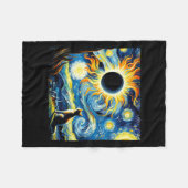 Gesamt Solar Eclipse 2024 Van Gogh Starry Night Ca Fleecedecke (Vorderseite (Horizontal))