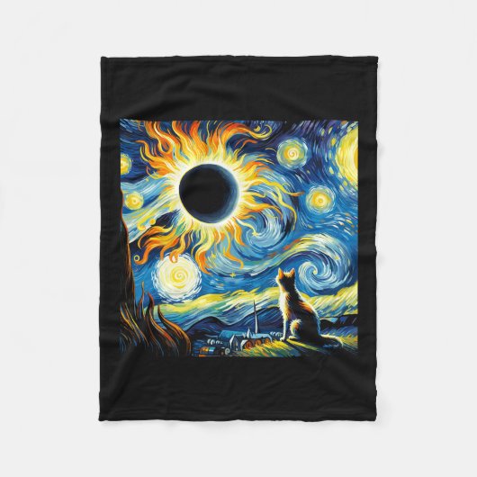 Gesamt Solar Eclipse 2024 Van Gogh Starry Night Ca Fleecedecke (Vorderseite)