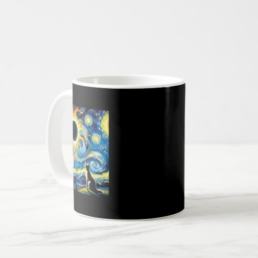 Gesamt Solar Eclipse 2024 Van Gogh Starry Night Ca Kaffeetasse (Vorderseite Links)