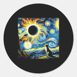 Gesamt Solar Eclipse 2024 Van Gogh Starry Night Ca Runder Aufkleber