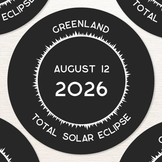 Gesamt Solar Eclipse 2026 Grönland Runder Aufkleber