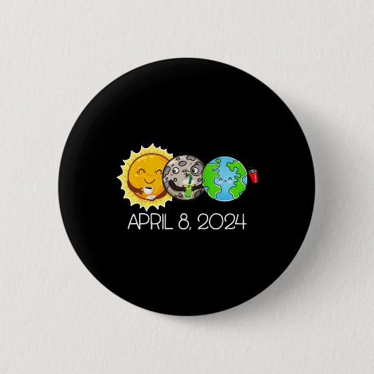 Gesamt Solar Eclipse 8. April 2024 Moon Astronomy Button (Vorderseite)