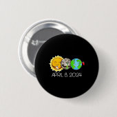 Gesamt Solar Eclipse 8. April 2024 Moon Astronomy Button (Vorne & Hinten)