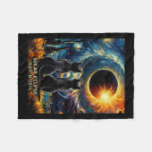 Gesamt Solar Eclipse 8. April 2024 Van Gogh Cat Li Fleecedecke (Vorderseite (Horizontal))