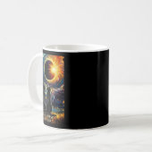 Gesamt Solar Eclipse 8. April 2024 Van Gogh Cat Li Kaffeetasse (Vorderseite Links)