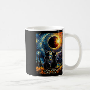Gesamt Solar Eclipse 8. April 2024 Van Gogh Cat Li Kaffeetasse