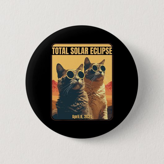 Gesamt Solar Eclipse 8. April Eclipse Cats Button (Vorderseite)