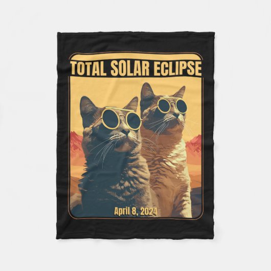 Gesamt Solar Eclipse 8. April Eclipse Cats Fleecedecke (Vorderseite)