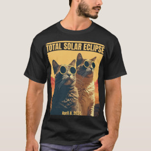 Gesamt Solar Eclipse 8. April Eclipse Cats T-Shirt