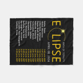 Gesamt Solar Eclipse Apirl 08 2024 Eclipse Karte T Fleecedecke (Vorderseite (Horizontal))