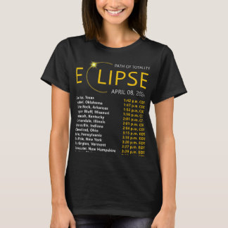Gesamt Solar Eclipse Apirl 08 2024 Eclipse Karte T T-Shirt