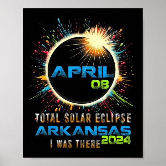 Gesamt Solar Eclipse Arkansas 2024 Farbiges Totali Poster (Vorne)