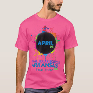 Gesamt Solar Eclipse Arkansas 2024 Farbiges Totali T-Shirt