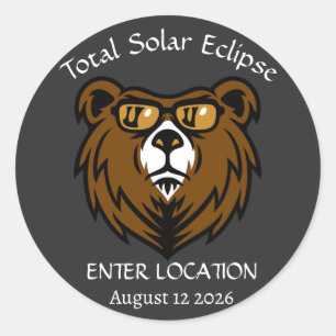 Gesamt Solar Eclipse Aug 12 2026 Custom Runder Aufkleber