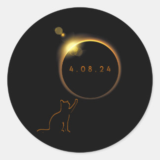 Gesamt Solar Eclipse Cat 8. April 2024 Totalität Runder Aufkleber