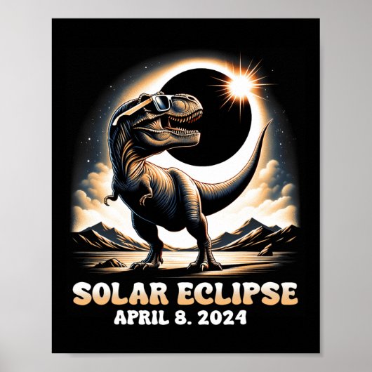 Gesamt Solar Eclipse Dinosaurier Dino T-rex 8. Apr Poster (Vorne)