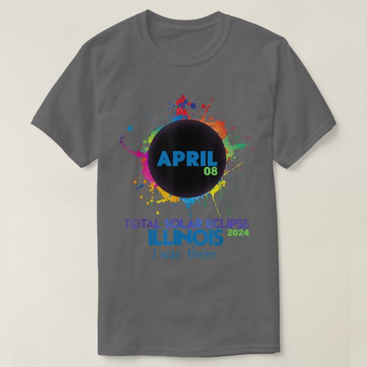 Gesamt Solar Eclipse Illinois 2024 Farbiges Totali T-Shirt (Design vorne)