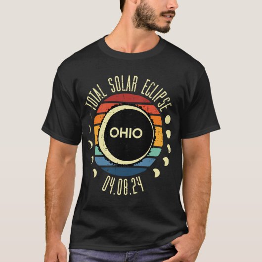 Gesamt Solar Eclipse Ohio Sunset Retro 04.08.24 Mä T-Shirt (Vorderseite)