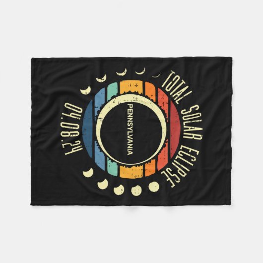 Gesamt Solar Eclipse Pennsylvania Retro 04,08 Men Fleecedecke (Vorderseite (Horizontal))