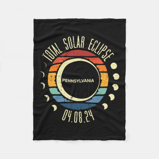 Gesamt Solar Eclipse Pennsylvania Retro 04,08 Men Fleecedecke (Vorderseite)