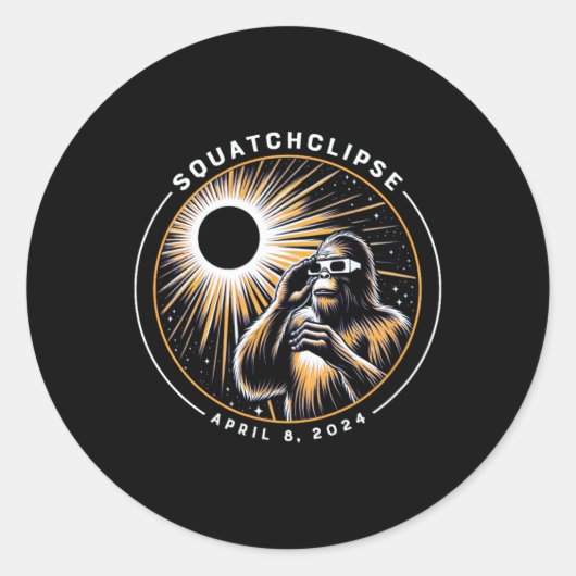 Gesamt Solar Eclipse Squatchclipse Bigfoot Runder Aufkleber (Vorderseite)