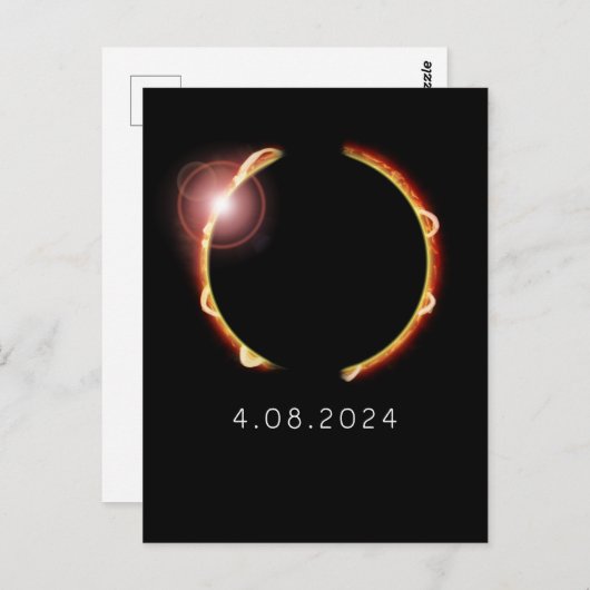 Gesamt Solar Eclipse Sun 8. April 2024 Postkarte (Vorne/Hinten)