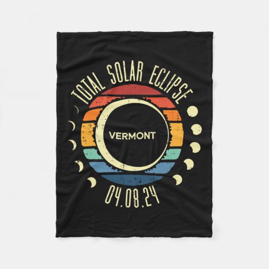 Gesamt Solar Eclipse Vermont Retro 2024 Männer Fra Fleecedecke (Vorderseite)