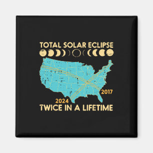 Gesamt Solar-Eclipse zweimal Lebensdauer 2017 2024 Magnet