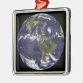 Gesamte Erde mit Nordamerika 2 Silbernes Ornament (Links)