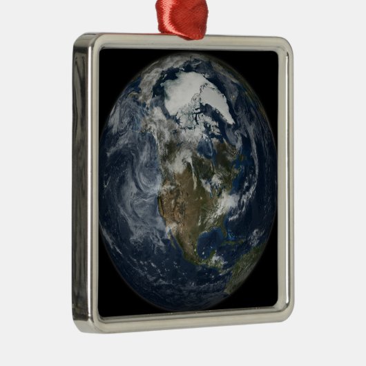 Gesamte Erde mit Nordamerika 5 Silbernes Ornament (Rechts)