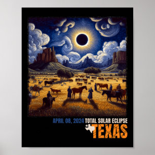 Gesamte Solar Eclipse Texas Farm Totality 8. April Poster