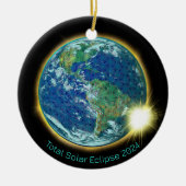 Gesamte solare Eclipse 2024 heilige Geometrie Keramik Ornament (Vorne)