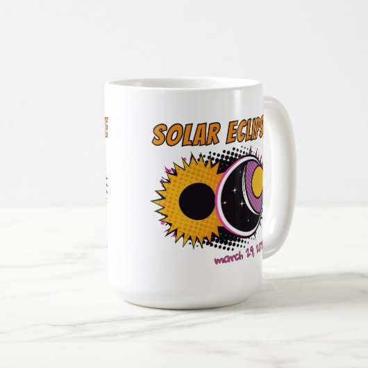 Gesamte Sonnenfinsternis 2025 Pop Art Design Kaffeetasse (VorderseiteRechts)
