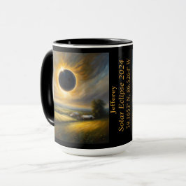Gesamter Eclipse des Sun-GPS-Koordinatennamens Tasse